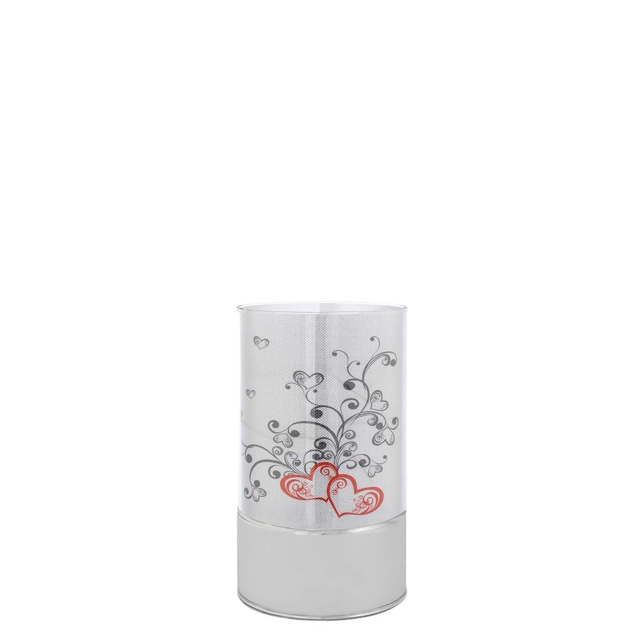 LAMPADA IN VETRO H. 15 CON DECORO CUORI
